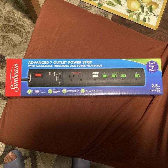 Sunbeam Advanced 7 Outlet Power Strip NEW - Picture 1 of 4